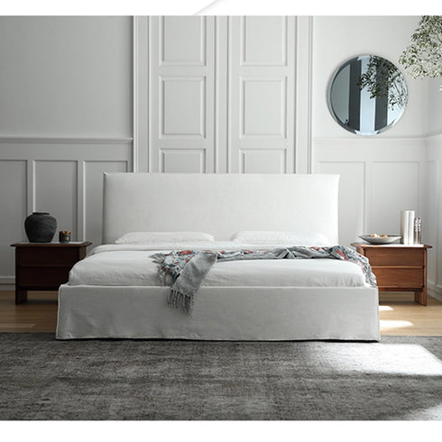 Evan Minimalist Cotton Linen Blend Bed Frame